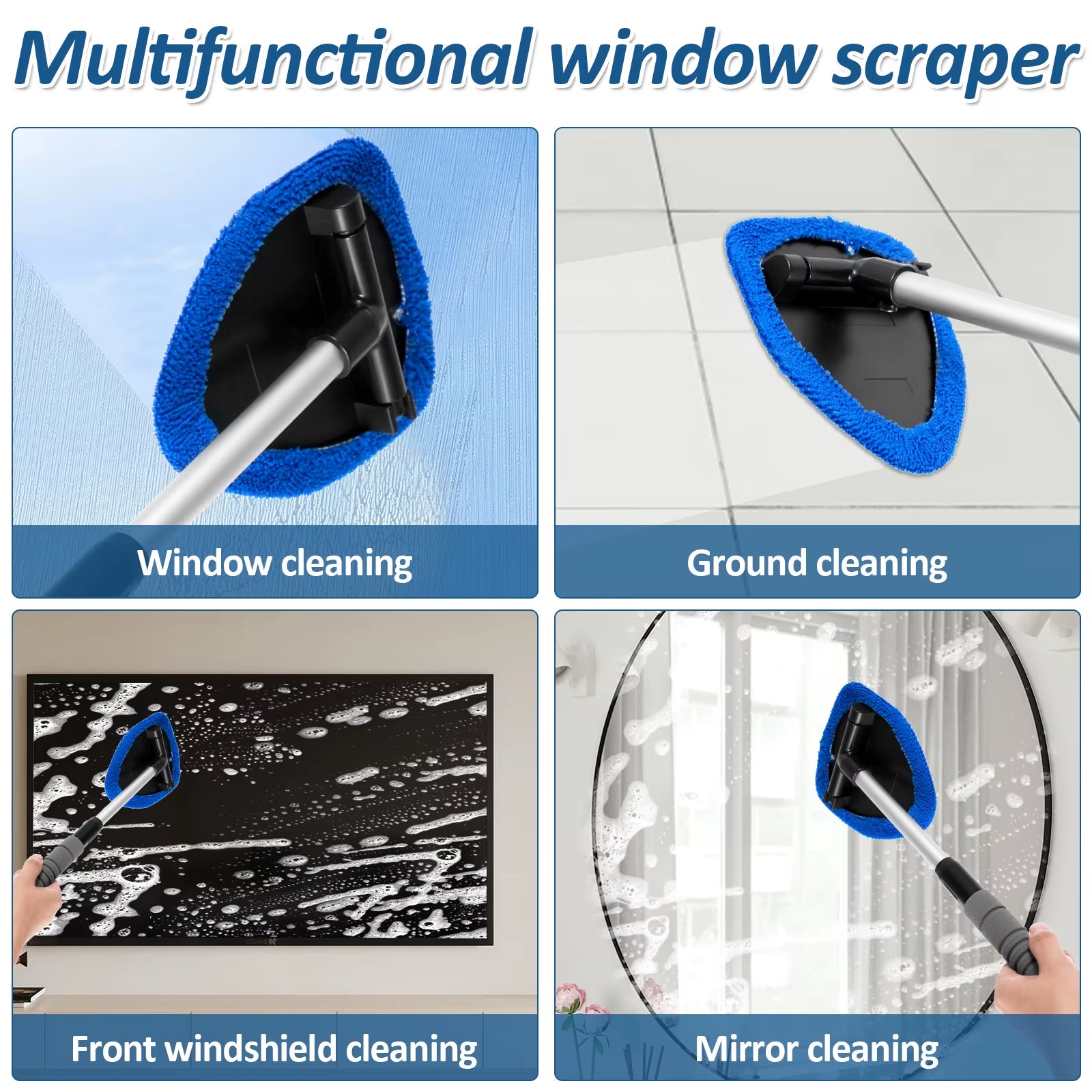 Car Windshield Cleaner with 18.5 Inch Adjustable Handle Strong Absorbent Car Window Cleaner with 180°Rotating Cleaning Head 11